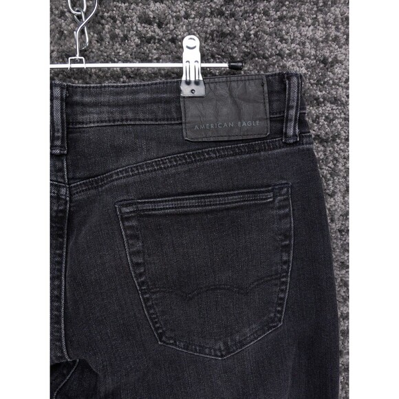 American Eagle Jeans Mens 33x34 Black  Slim Fit Distressed Stretch Denim Preppy - Picture 14 of 15